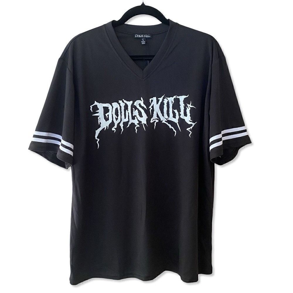 Dolls Kill Logo Merch Tour Jersey Shirt Tee Sport Blokette Sz S NWT oversized